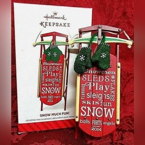 2014 Hallmark Keepsake Christmas Tree Ornament Sled Snow Much Fun!